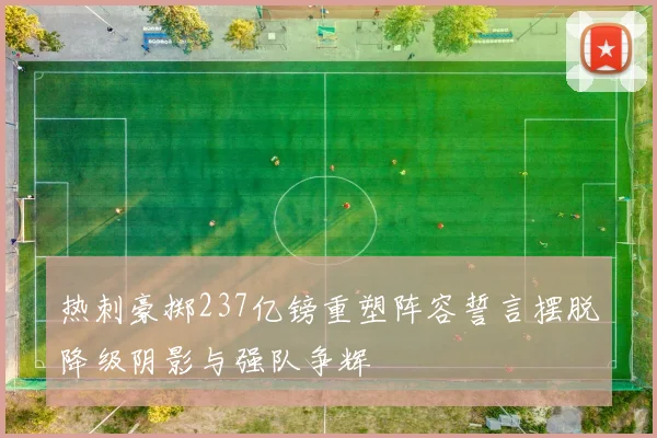 热刺豪掷237亿镑重塑阵容誓言摆脱降级阴影与强队争辉